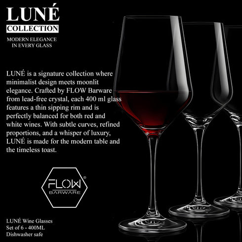 Wine Glasses x6 | 400ml Red / White Wine Glasses | Lead-Free